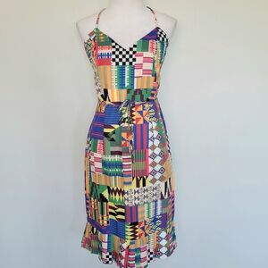 NWOT SHEIN Colorful Geometric Patchwork African Bodycon Straps Midi Size Large